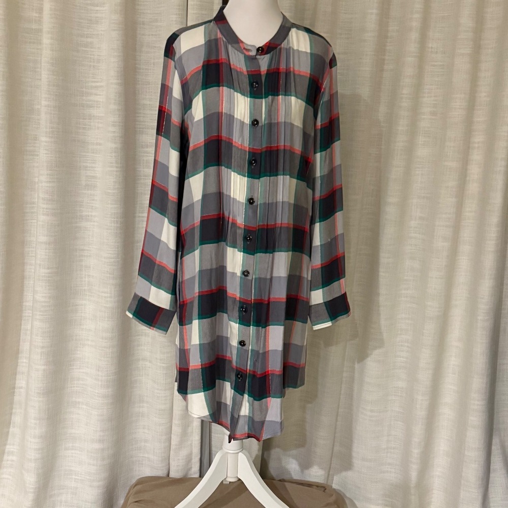 Matilda Jane Plaid Tunic Dress Button Up Top Long Sleeve‎ Women's Medium